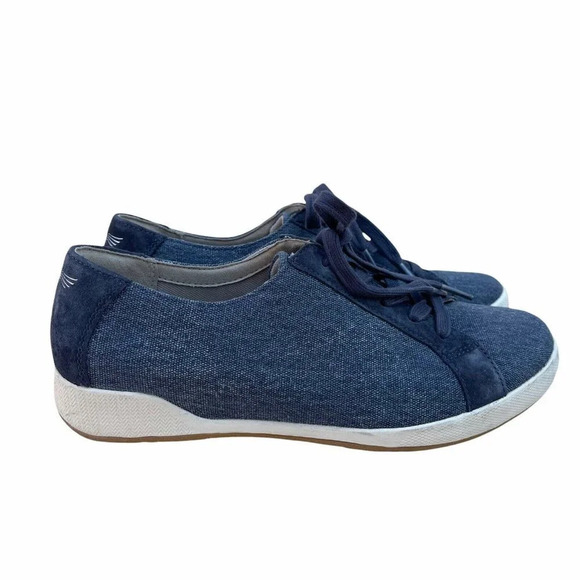 Dansko Women's Size 40 US 9.5 Blue Olisa DENIM Lace up Canvas Sneakers Shoes - Picture 1 of 5